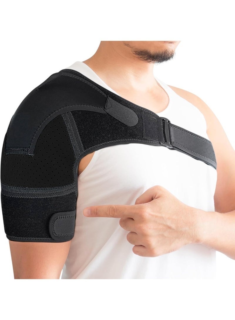 دعامة للكتف لعلاج تمزق الكفة المدورة للرجال والنساء - دعم وتخفيف الألم (أسود) - Image 5